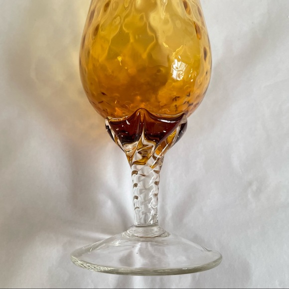 Vintage 1950's Amber Art Glass Midcentury Modern Empoli Italian Style Vase - Picture 4 of 9